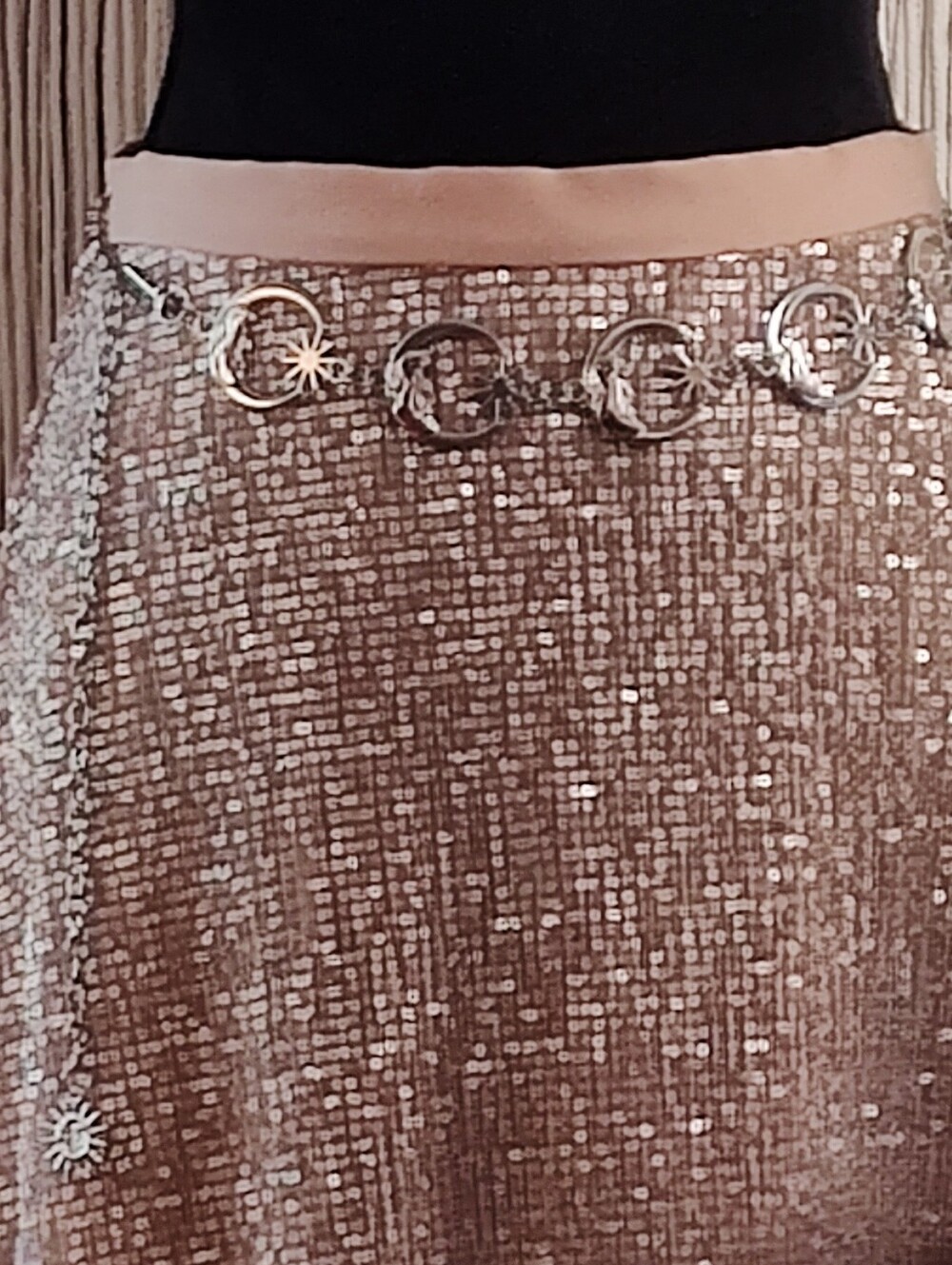 Adjustable Silver Metal Waist Chain Moon & Stars Belt - Picture 2 of 13